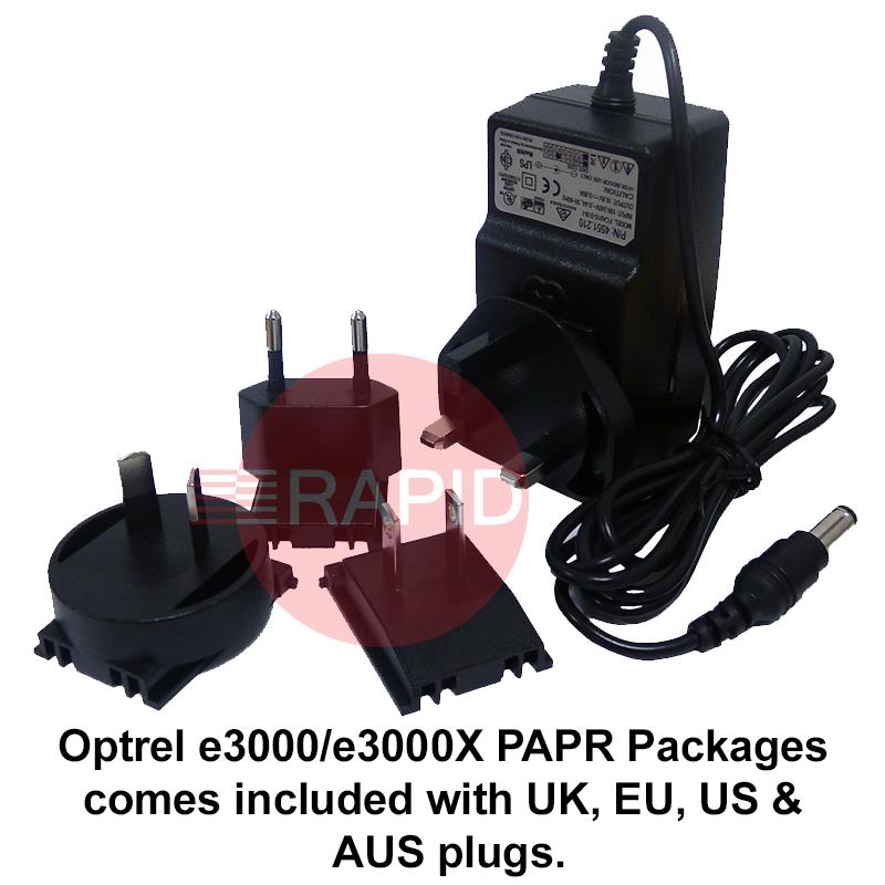 4550.560  Optrel Panoramaxx Quattro Auto Darkening Welding Helmet & E3000X 18 Hours PAPR System, Ready to Weld Package